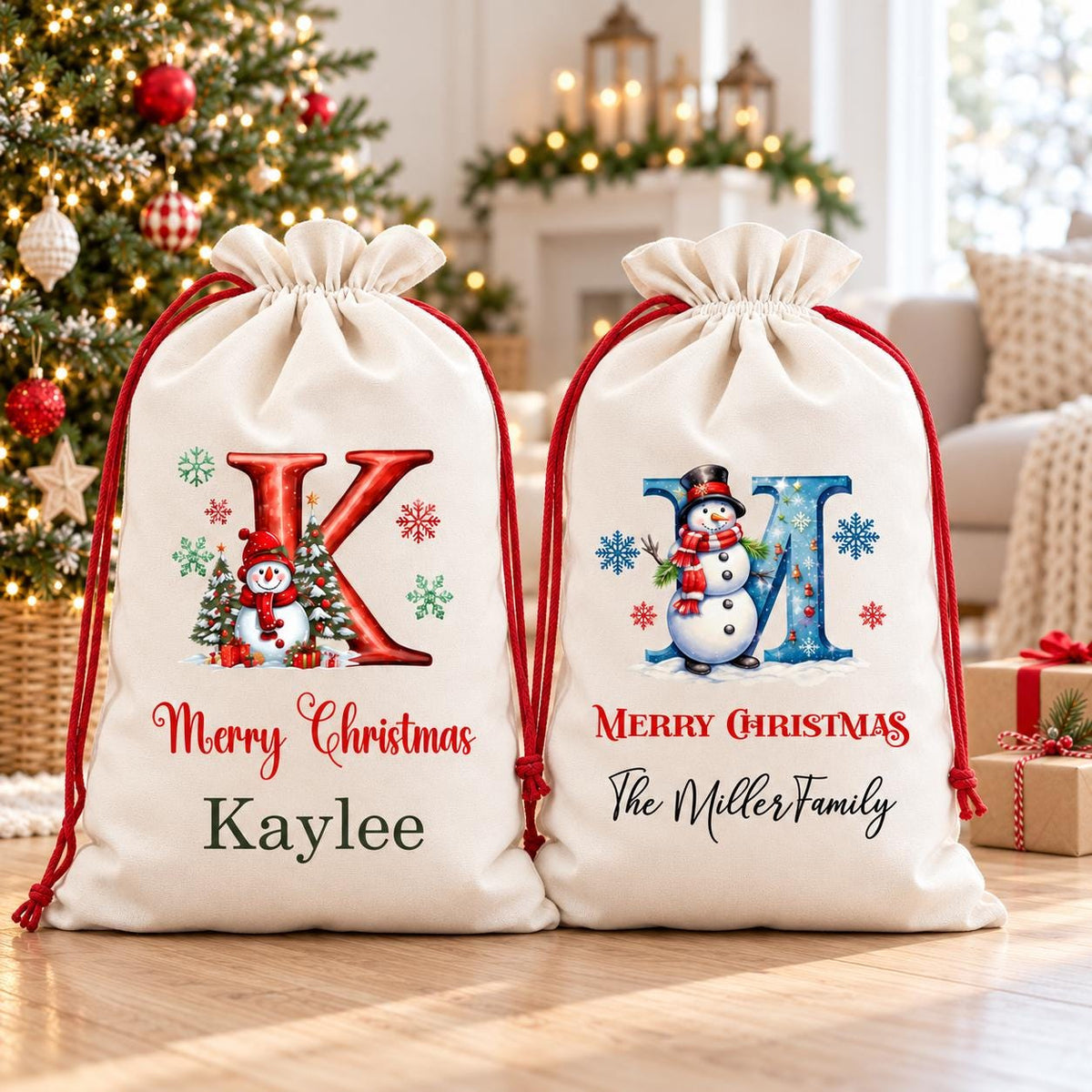Personalized Santa Sack with Name – Canvas Christmas Bag