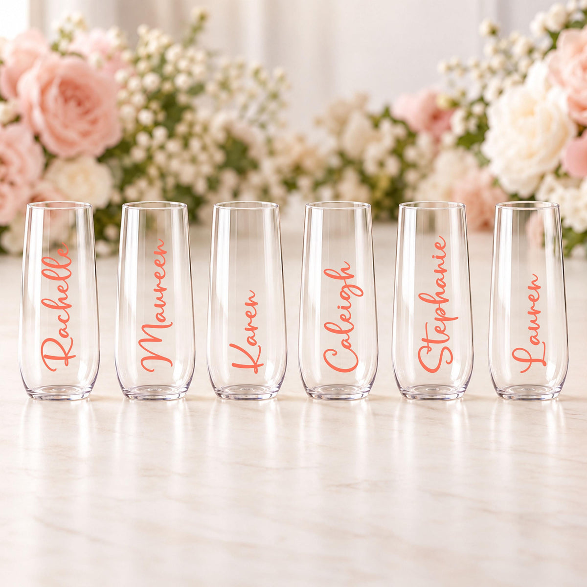 Personalized Champagne Flutes for Bridesmaids
