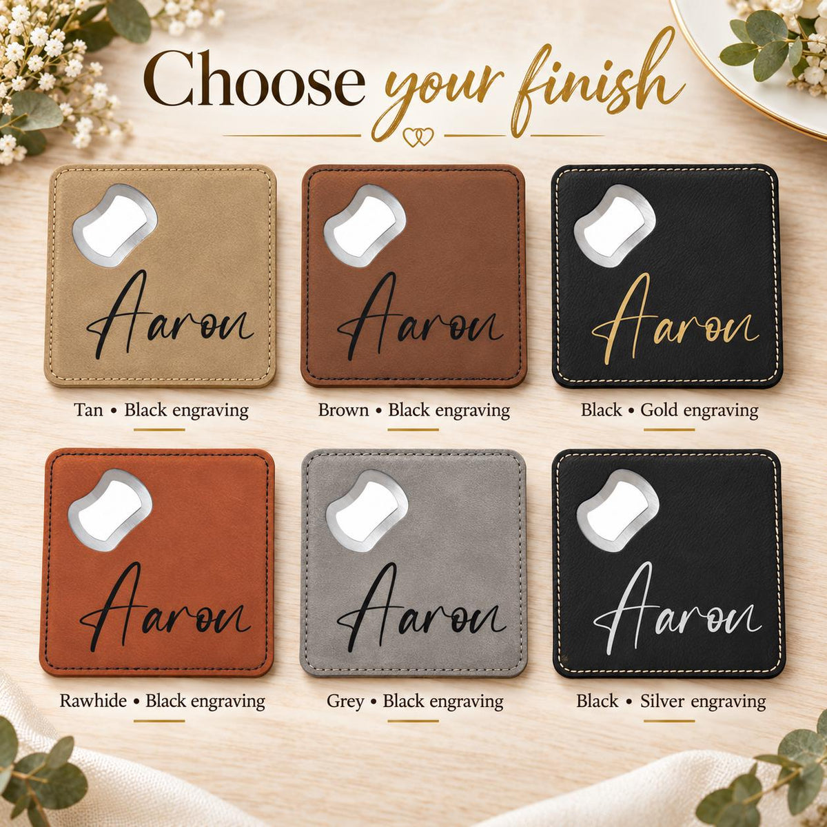 Personalized Groomsmen Gift Coaster Bottle Opener