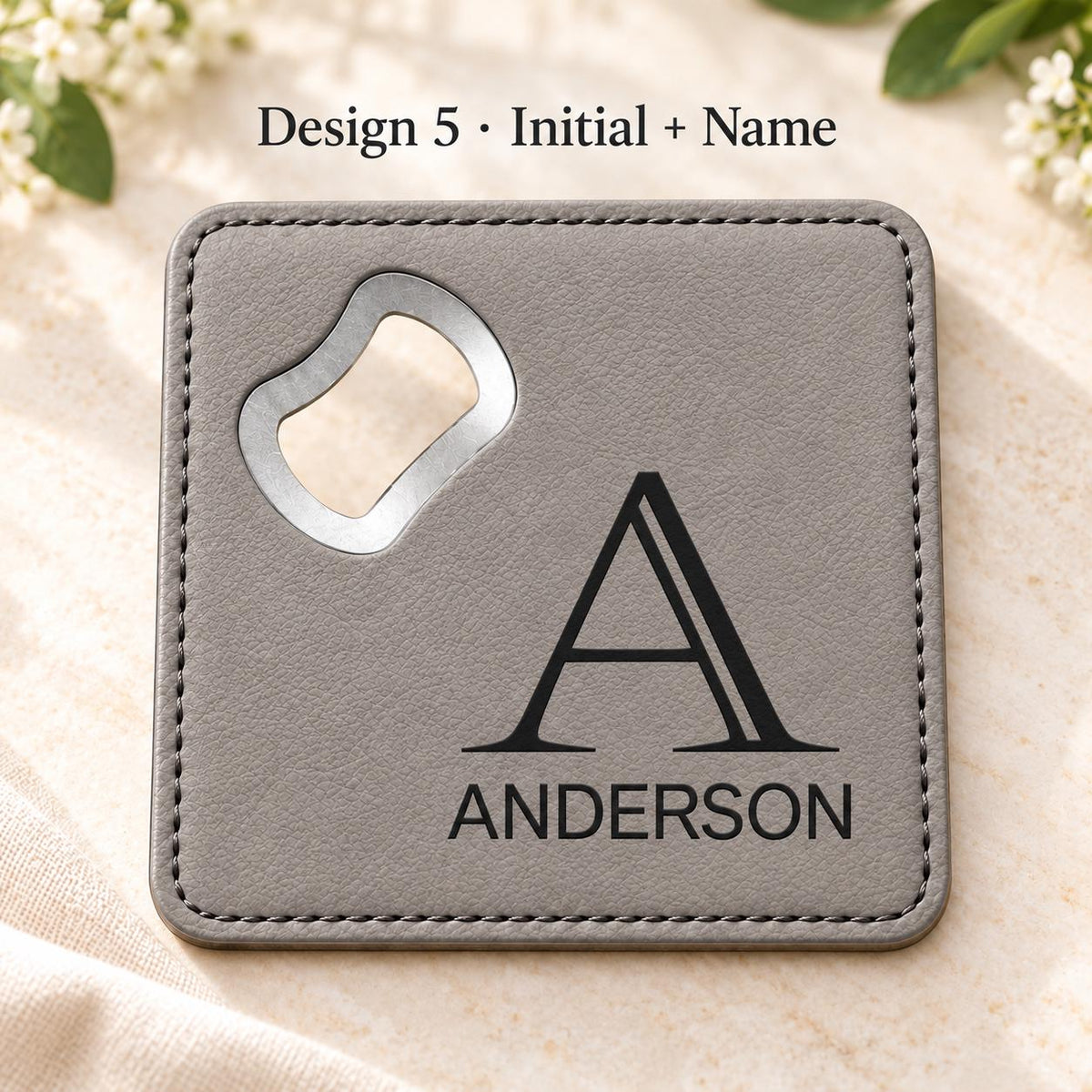 Personalized Groomsmen Gift Coaster Bottle Opener
