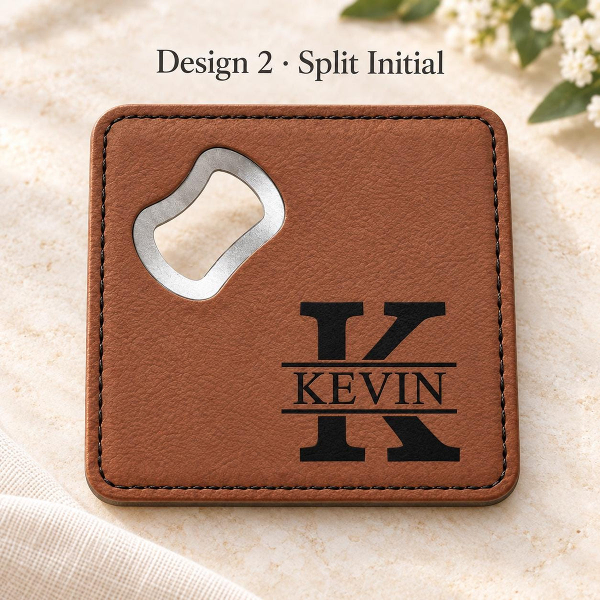 Personalized Groomsmen Gift Coaster Bottle Opener