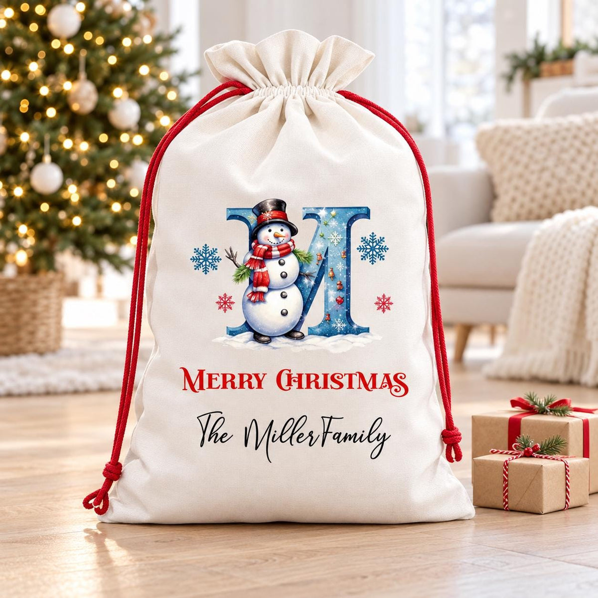 Personalized Santa Sack with Name – Canvas Christmas Bag