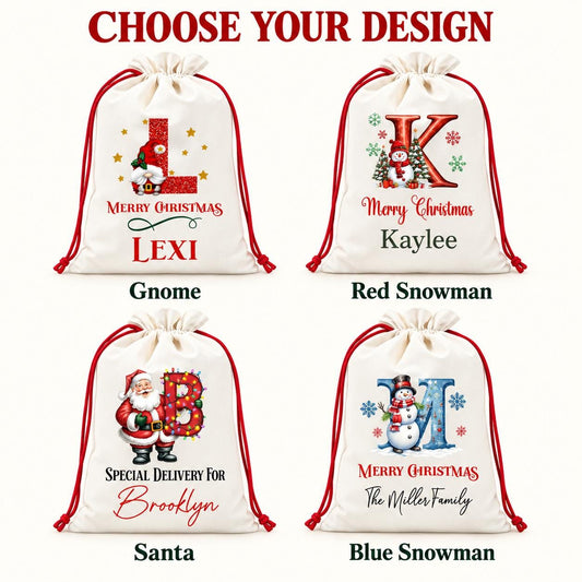 Personalized Snowman Santa Sack – Canvas Christmas Gift Bag
