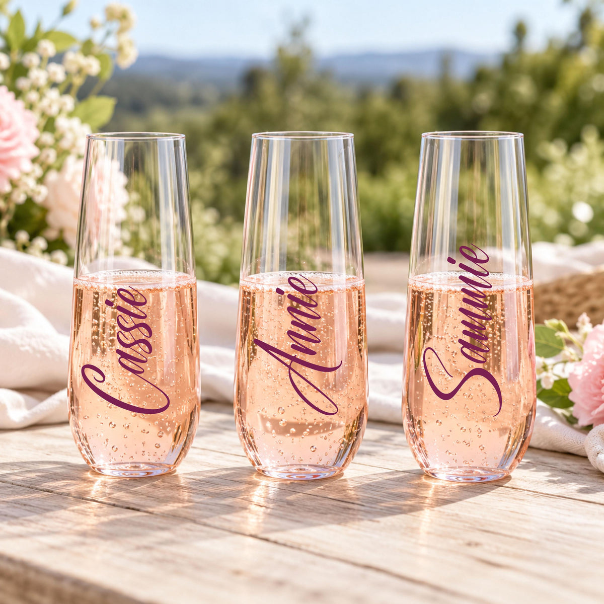 Personalized Champagne Flutes for Bridesmaids