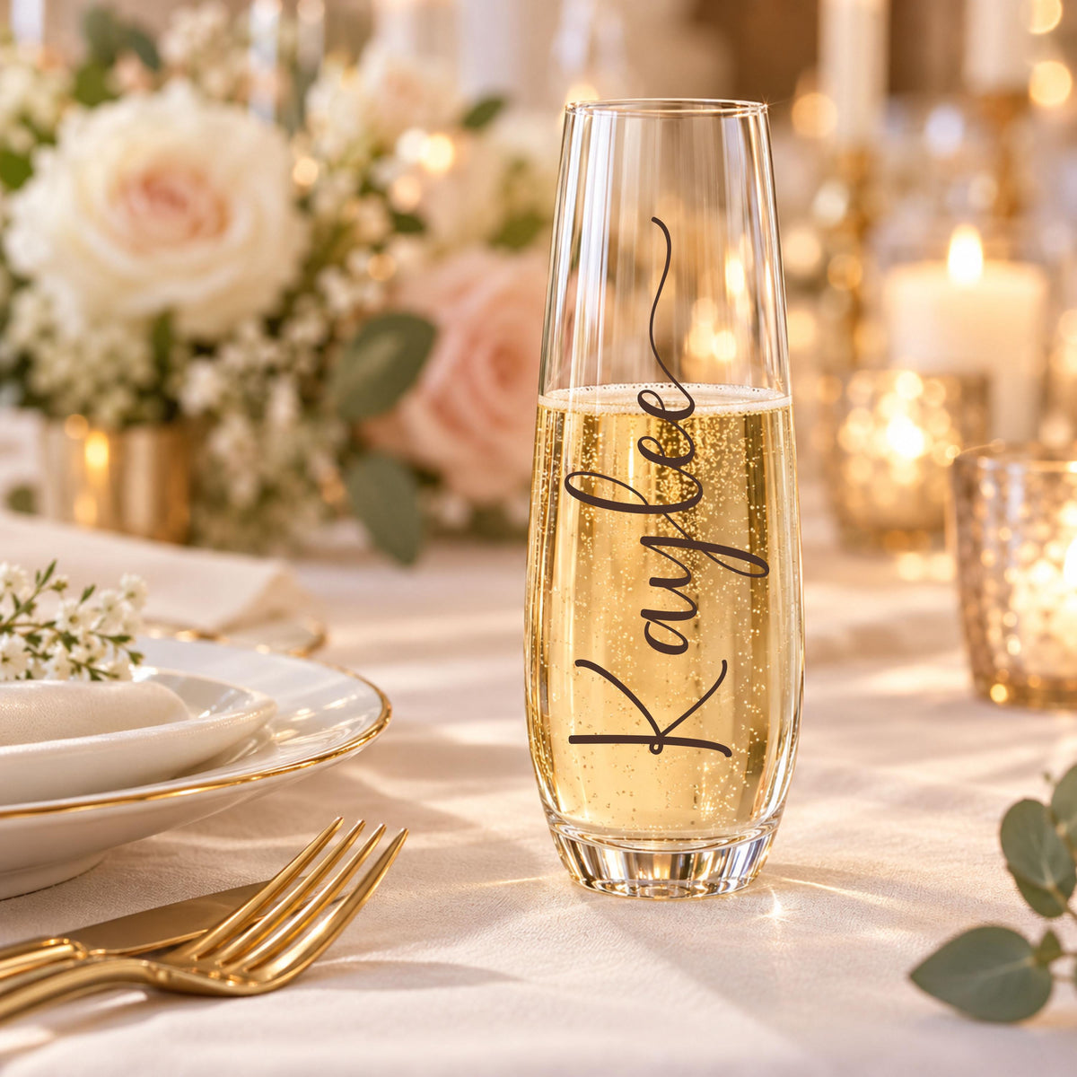 Personalized Champagne Flutes for Bridesmaids