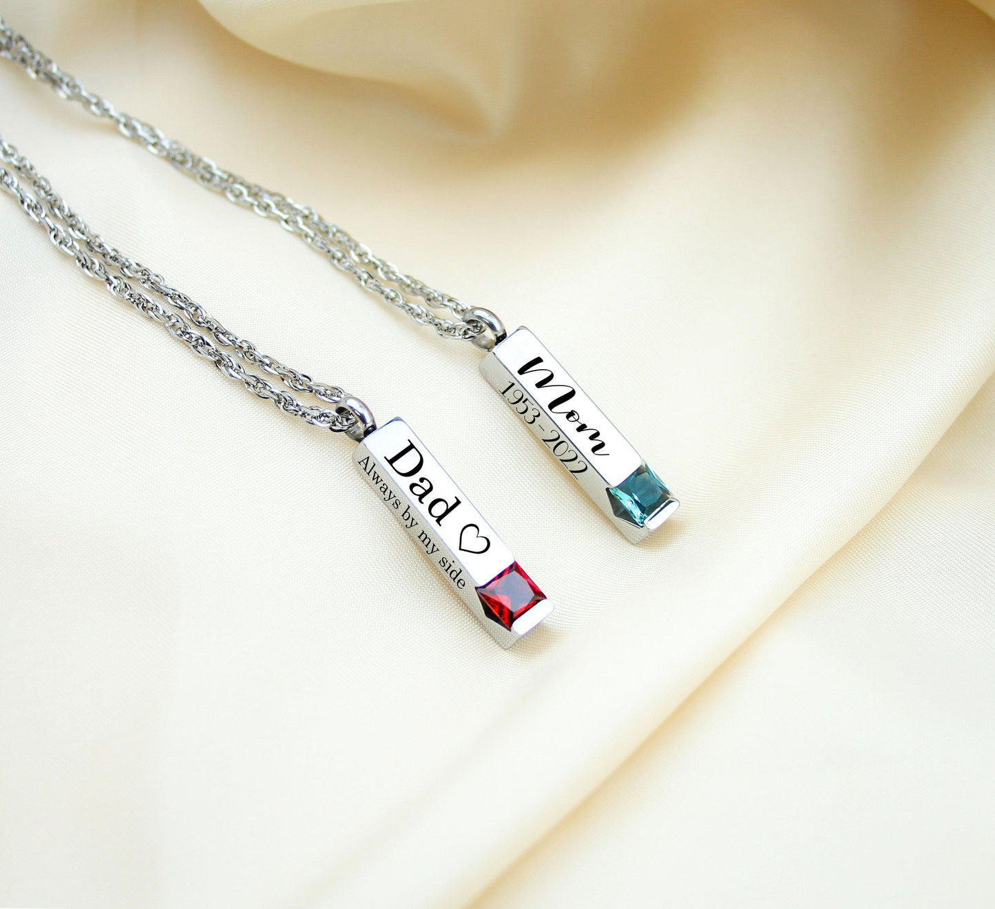 Personalized Urn Necklace - Birthstone Ashes Memorial Necklace - Engraving Custom Bar Necklace - Cremation Jewelry for Human or Pets Ashes