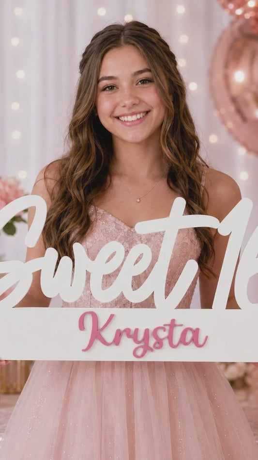 Sweet 16 Photo Prop & Table Centerpiece, Personalized Name Sign
