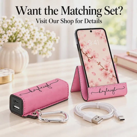 Video of the personalized leatherette power bank