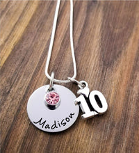 Load image into Gallery viewer, 10th Birthday Necklace,  Name Necklace with Birthstone
