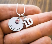 Load image into Gallery viewer, 10th Birthday Necklace,  Name Necklace with Birthstone
