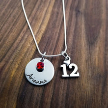 Load image into Gallery viewer, 12th Birthday Necklace, Name Necklace with Birthstone
