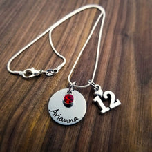 Load image into Gallery viewer, 12th Birthday Necklace, Name Necklace with Birthstone
