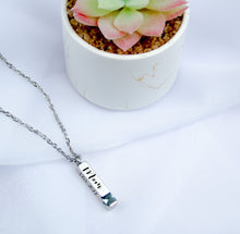 Load image into Gallery viewer, Personalized Urn Necklace - Birthstone Ashes Memorial Necklace - Engraving Custom Bar Necklace - Cremation Jewelry for Human or Pets Ashes
