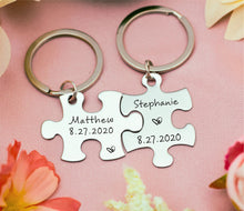 Load image into Gallery viewer, Personalized Puzzle piece key chain set
