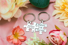 Load image into Gallery viewer, Personalized Puzzle piece key chain set
