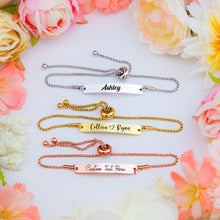 Load image into Gallery viewer, Personalized Bracelet for Women Gold Bar Bracelet Monogram Initial Bracelet Friendship Custom Bracelet Personalized Name Bracelet
