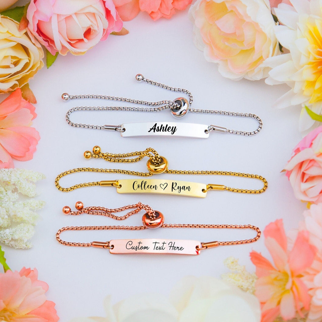 Personalized Bracelet for Women Gold Bar Bracelet Monogram Initial Bracelet Friendship Custom Bracelet Personalized Name Bracelet