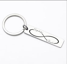 Load image into Gallery viewer, Anniversary Keychain - laser engraved with couples name and infinity sign.
