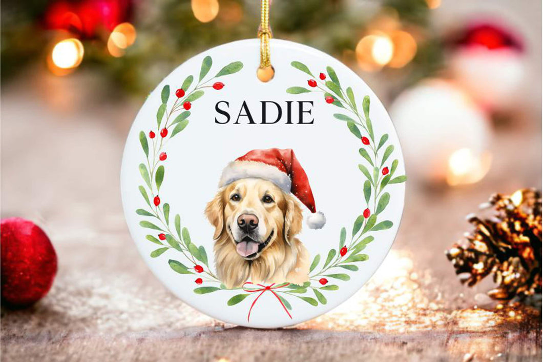 Golden Retriever Ornament - 100 different Breed Custom Ornament - Water Color Photo