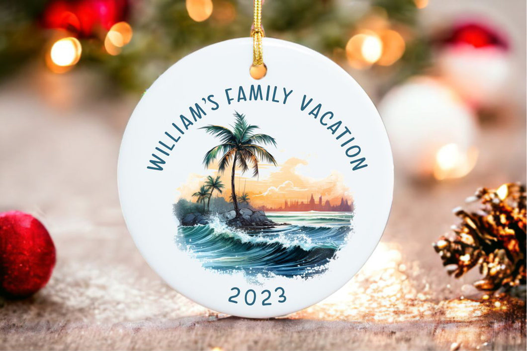 Family Vacation Christmas Ornament -  Vacation Ornament - Personalized Christmas gift -  Family Vacation Keepsake