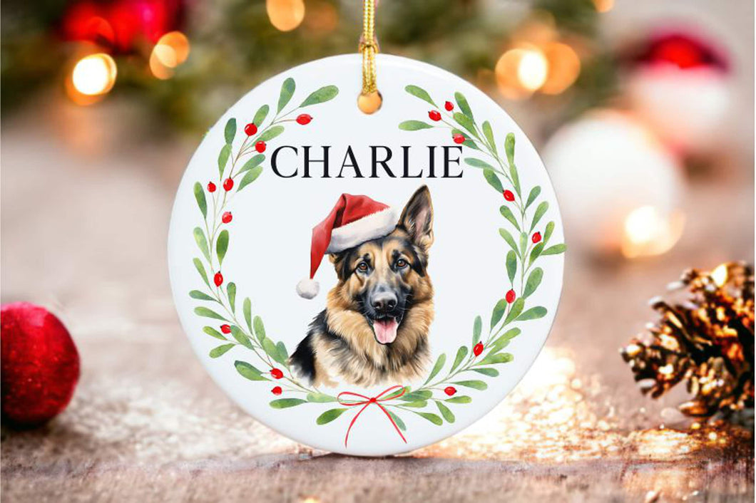 German Shepherd Ornament - Water Color Photo