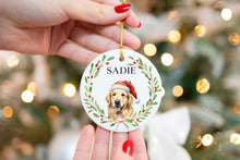 Load image into Gallery viewer, Golden Retriever Ornament - 100 different Breed Custom Ornament - Water Color Photo
