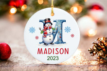 Load image into Gallery viewer, Letter Initial Ornament - Custom Name Ornament - 2023 Family Ornament - Personalized - Christmas gift - Family Keepsake - Monogram Ornament
