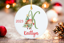 Load image into Gallery viewer, Girls Christmas Ornament - Personalized Initial Ornament - Adorable Girls Letter Christmas Ornament- Personalized Christmas gift
