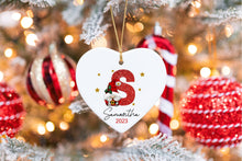 Load image into Gallery viewer, Custom Initial Ornament - Letter Name Ornament - 2023 Family Ornament - Personalized Gnome Heart Christmas gift, Family Keepsake, Monogram
