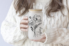 Load image into Gallery viewer, Personalized Birth Flower Tumbler,  Custom Birth Flower Coffee Cup With Name, Bridesmaid Proposal Gifts for Her, Party Favor
