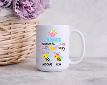 Load image into Gallery viewer, Custom Coffee Mug Gift, Nonna&#39;s Reasons To Bee Happy, Grandma Gift, Cute Grandkid Bee, Mother&#39;s Day Gift for Grandma, Gift for Nonna
