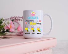 Load image into Gallery viewer, Custom Coffee Mug Gift, Nonna&#39;s Reasons To Bee Happy, Grandma Gift, Cute Grandkid Bee, Mother&#39;s Day Gift for Grandma, Gift for Nonna
