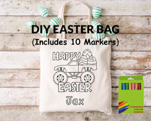 Load image into Gallery viewer, Boys Easter DIY Coloring Kit Bag, Personalized Coloring Kit, Easter for Kids, Easter basket, Easter Egg Hunt Tote
